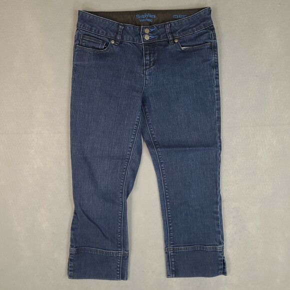 Simply Vera Women's Capri‎ Pants Size 4 (30X22.5) Medium Wash Straight Stretch - Picture 1 of 11